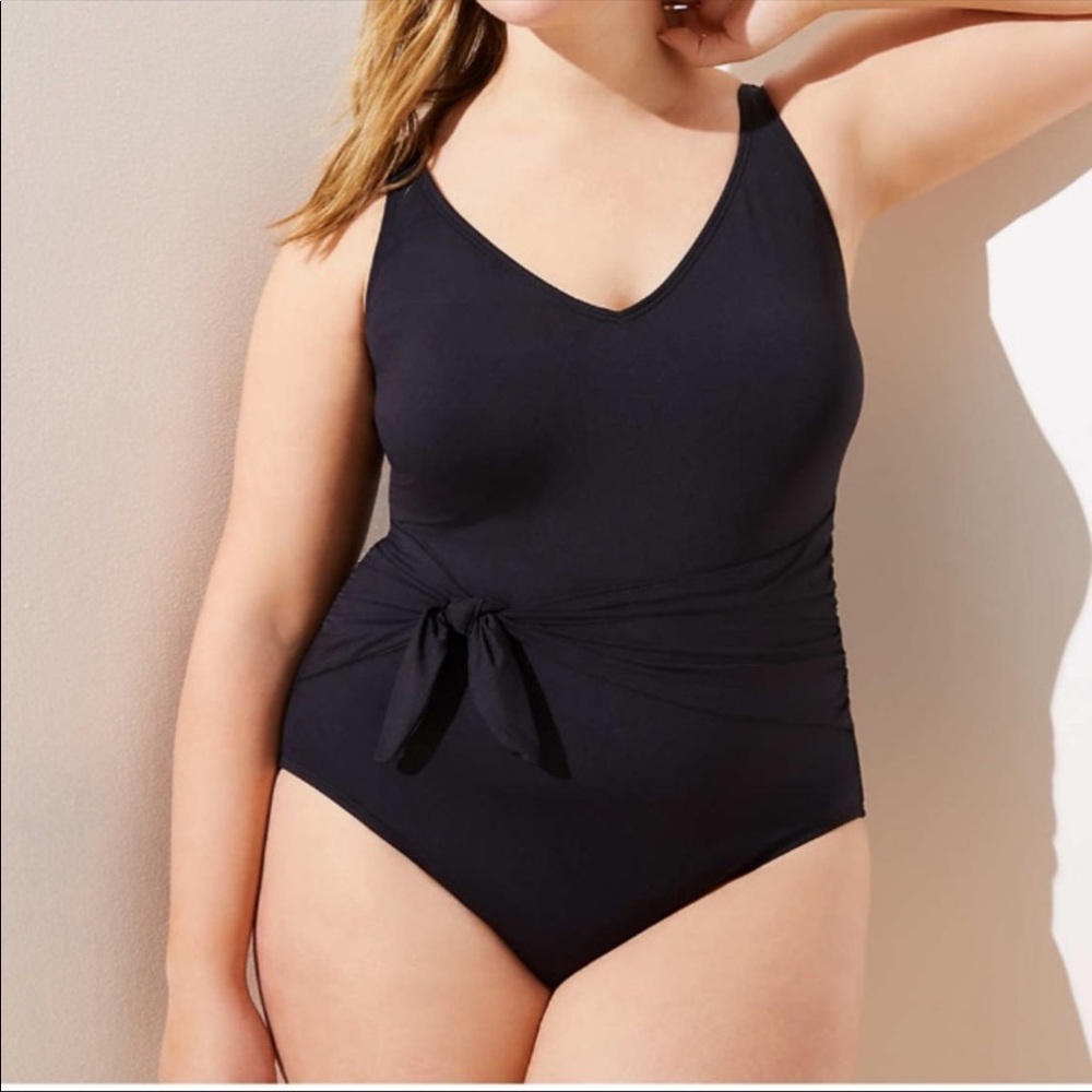 Black Beach Tie Waist One Piece Swimsuit
